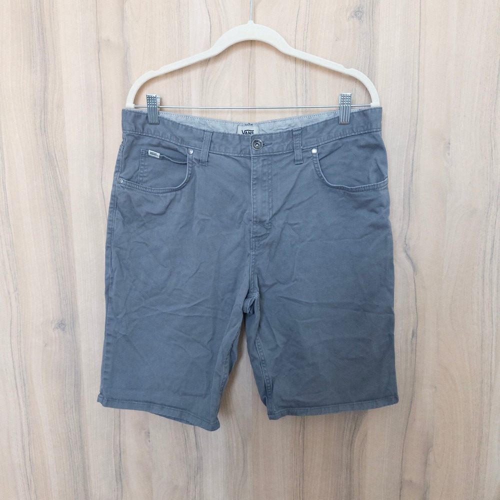 Vans Mens Shorts Size 34 Gray Flat Front Canvas Skater‎ Chino Stretch Casual
